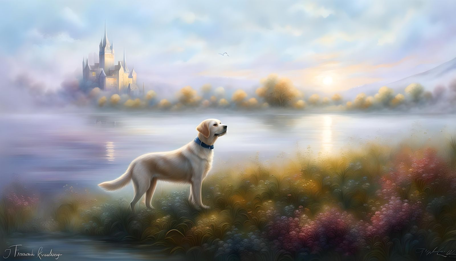 Labrador Retriever in Ethereal Fantasy Landscape