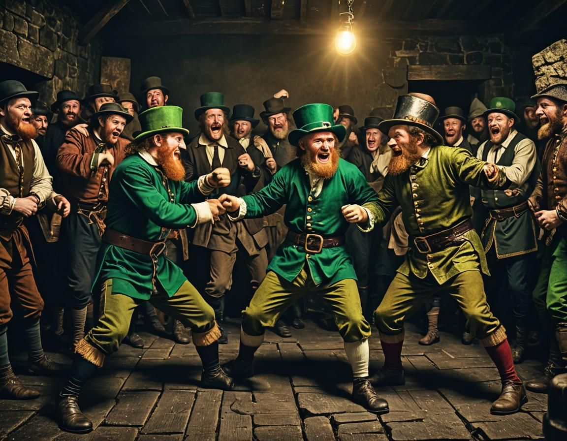Leprechauns Boxing in 1600s Ireland: Historical Photo