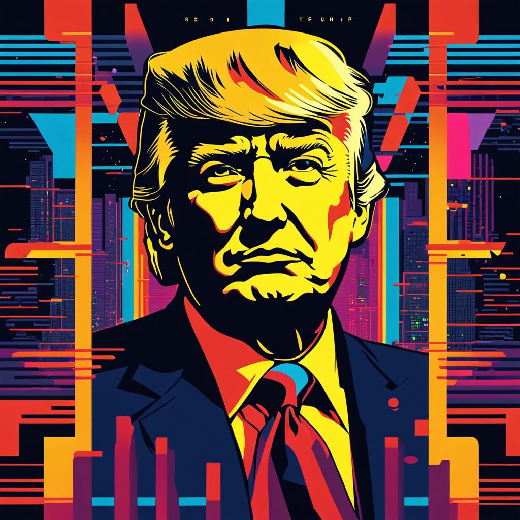 Donald Trump Pop Art Screen Print in Bauhaus Style