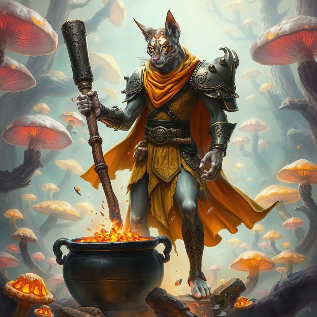Heroic Tabaxi Cleric in Mystical Mushroom Coven