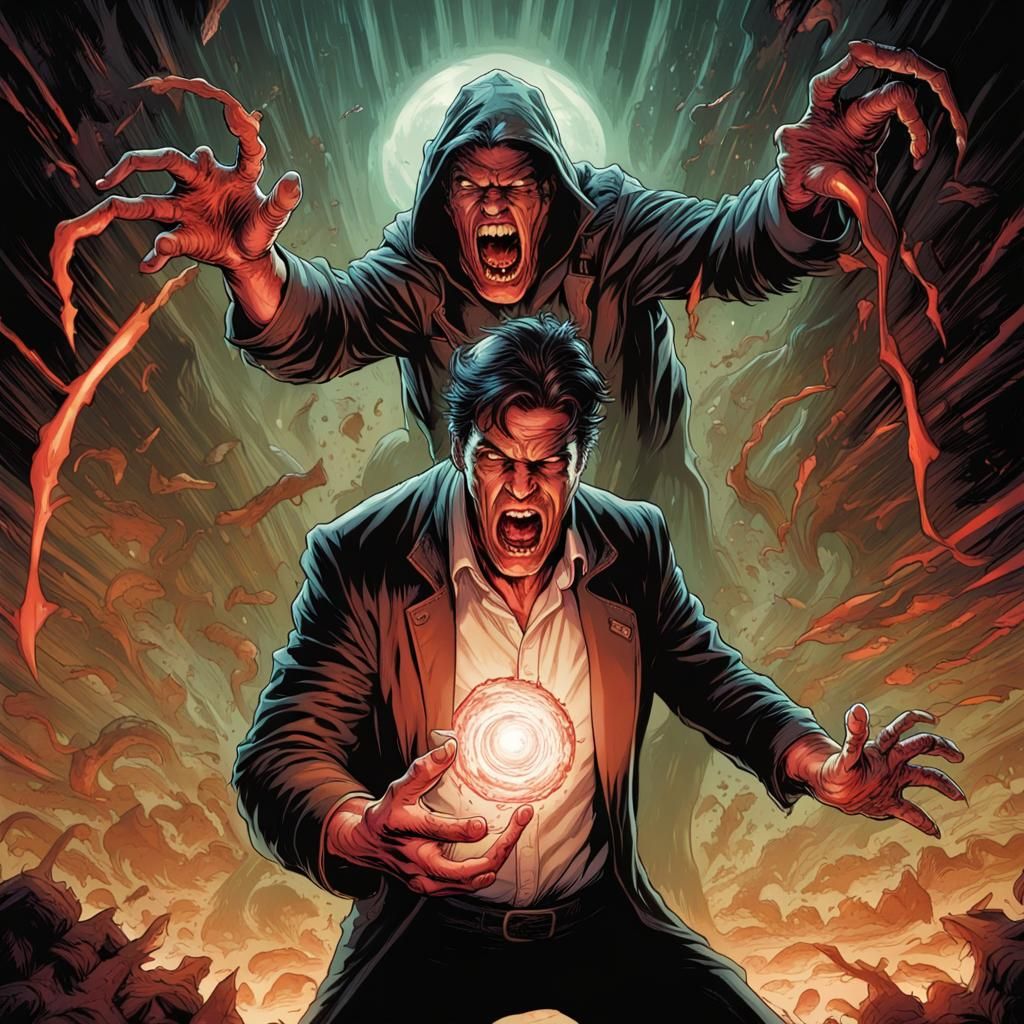 Furious Telekinetic Horror in Comic Book Style