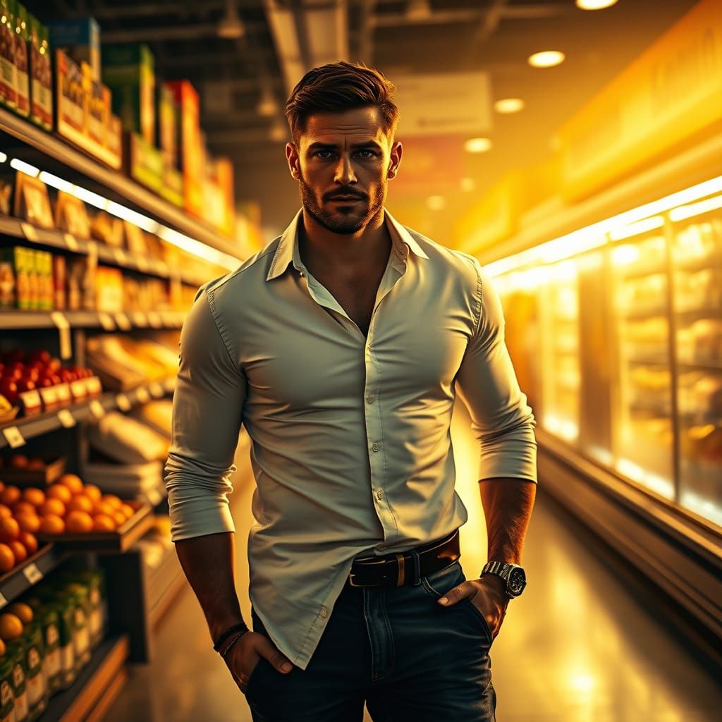 Beautiful and masculine in Supermarket