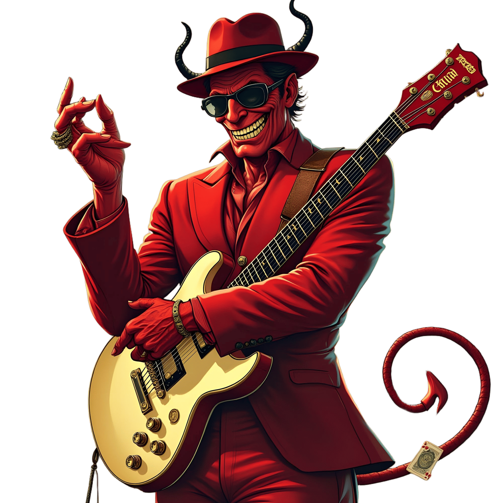 The Devil in Red Silk Plays Vintage Gibson Guitar