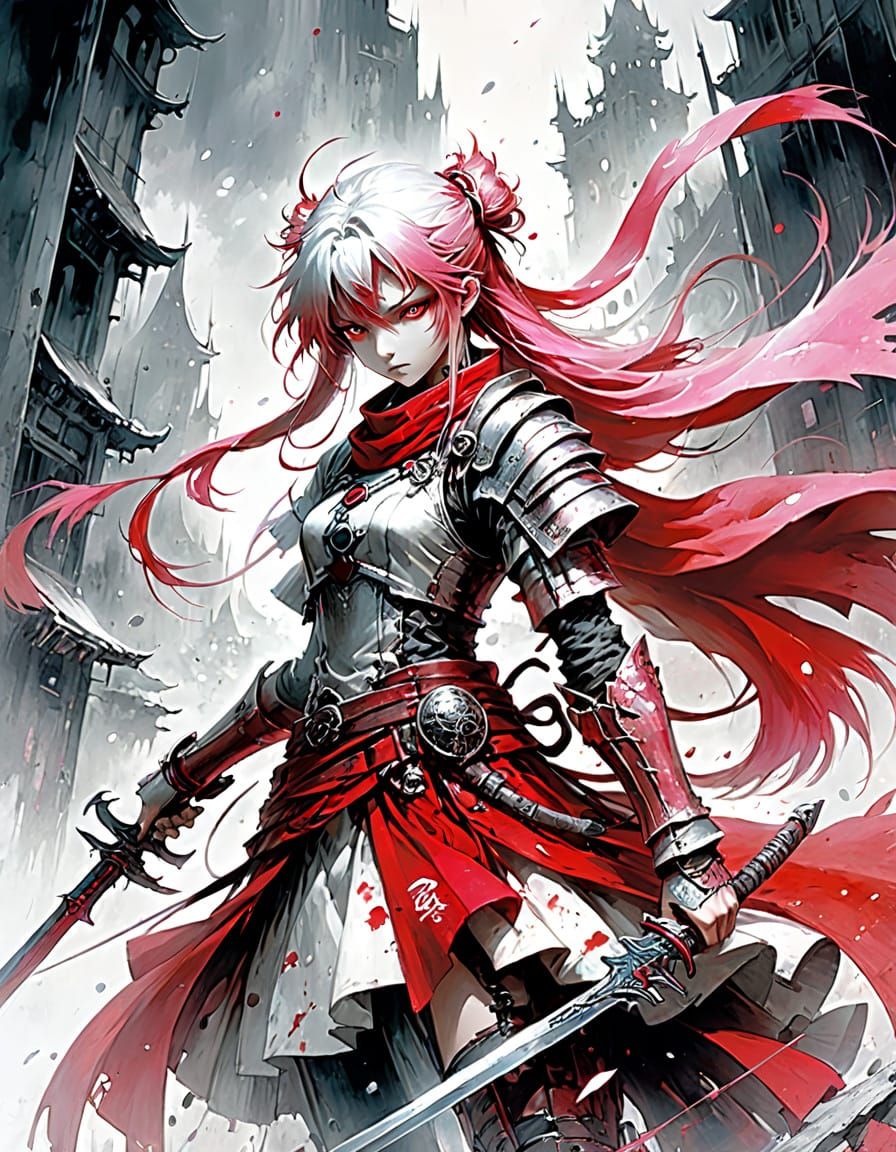 Abstract Art in Red, Pink, and White