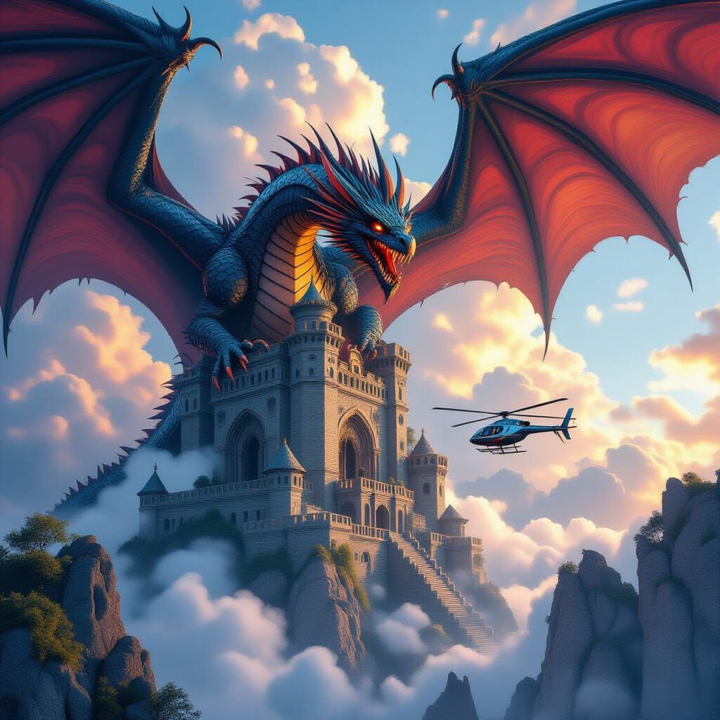 Helicopter Crashes Into Dragon Tower: Fantastical Matte Pain...
