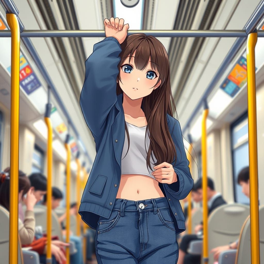 Pretty Woman on Train, Ultra Detailed