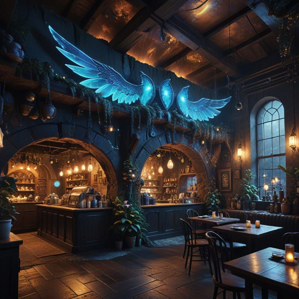 Enchanted Geode Cafe with Magical Brews