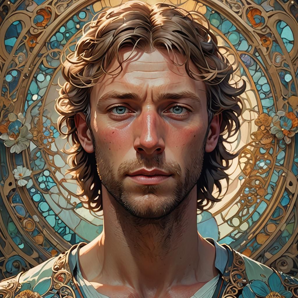 Art Nouveau Portrait with Volumetric Lighting