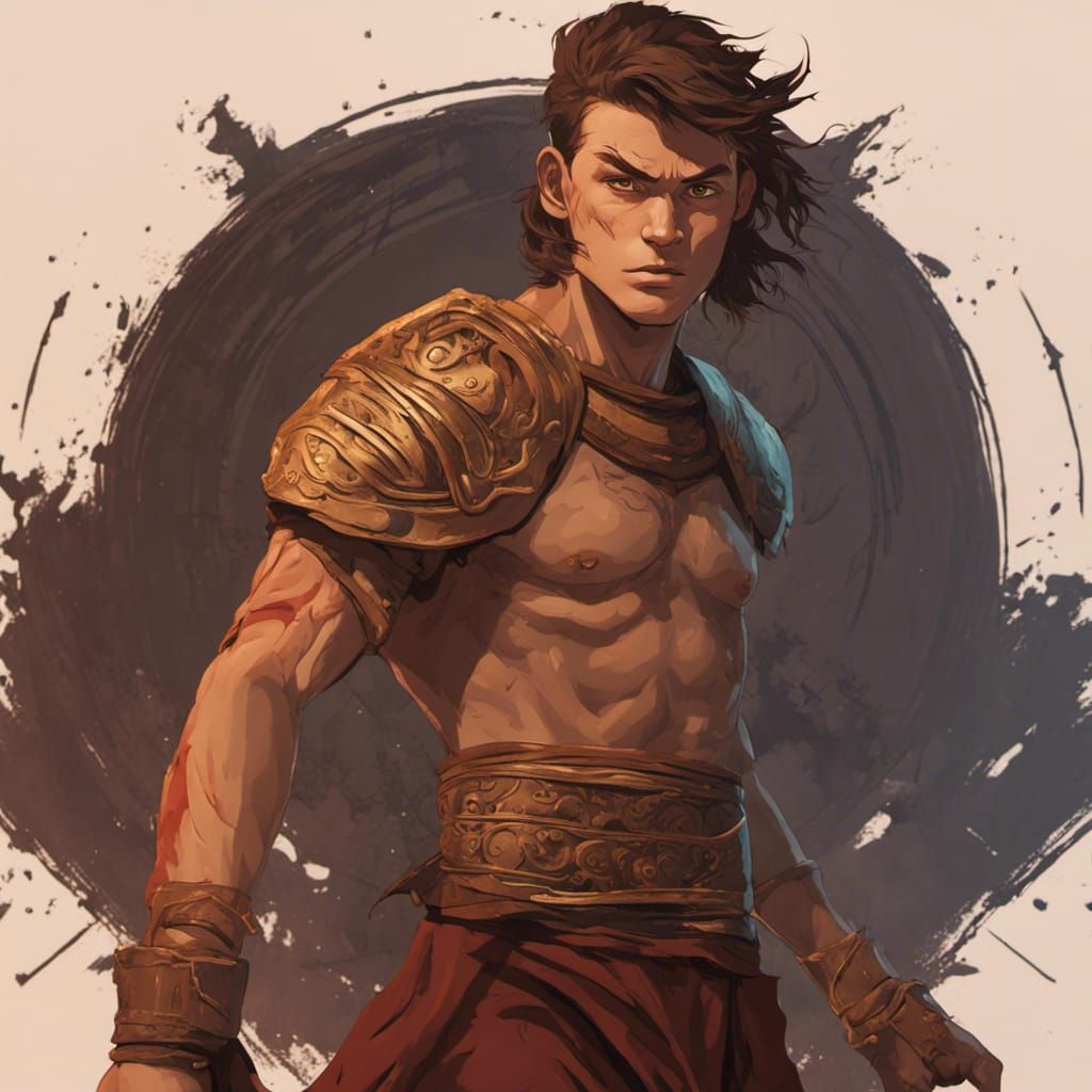 Fire Nation Gladiator: Detailed Fantasy Concept Art