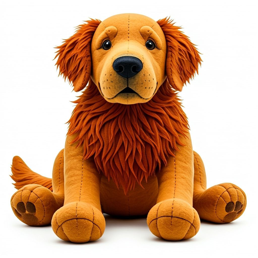 Giant Golden Retriever Plush in Folk Art Style