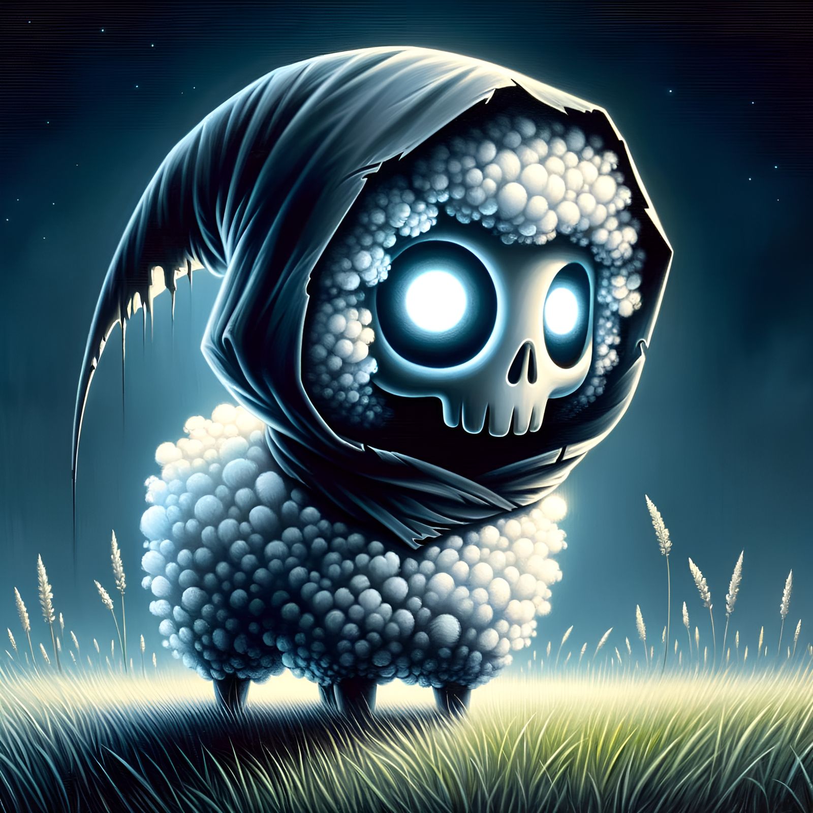 Spectral Grim Reaper Sheep: Oil Painting