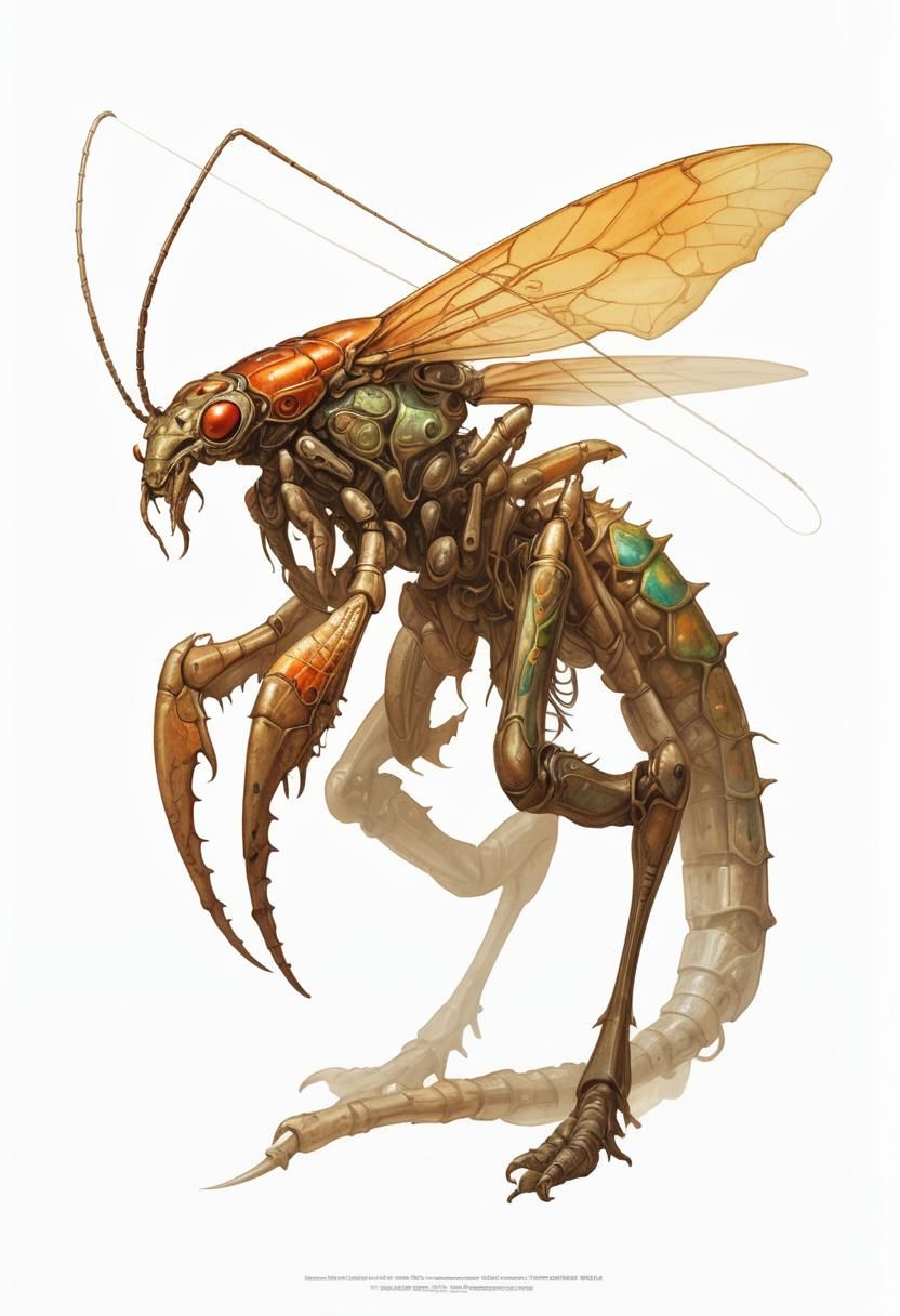 Detailed Alien Insect Illustration in Fantasy Style