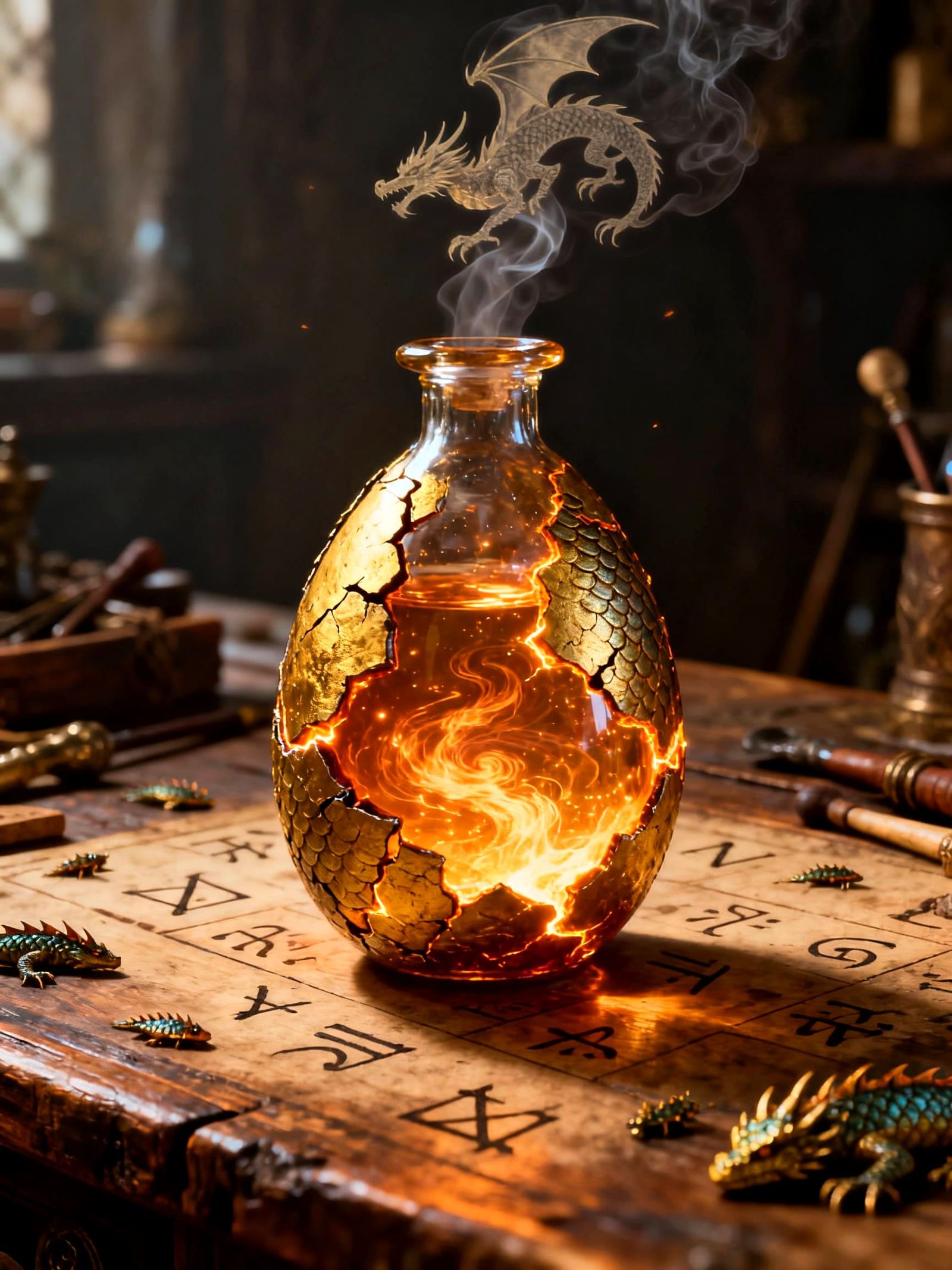 Glowing Dragon Egg Potion Flask with Molten Energy