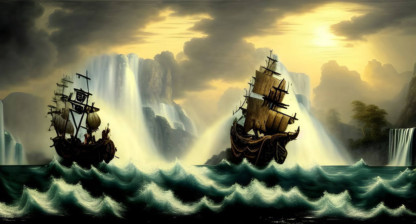 Pirate Ship's Doomsday Plunge into the Abyss