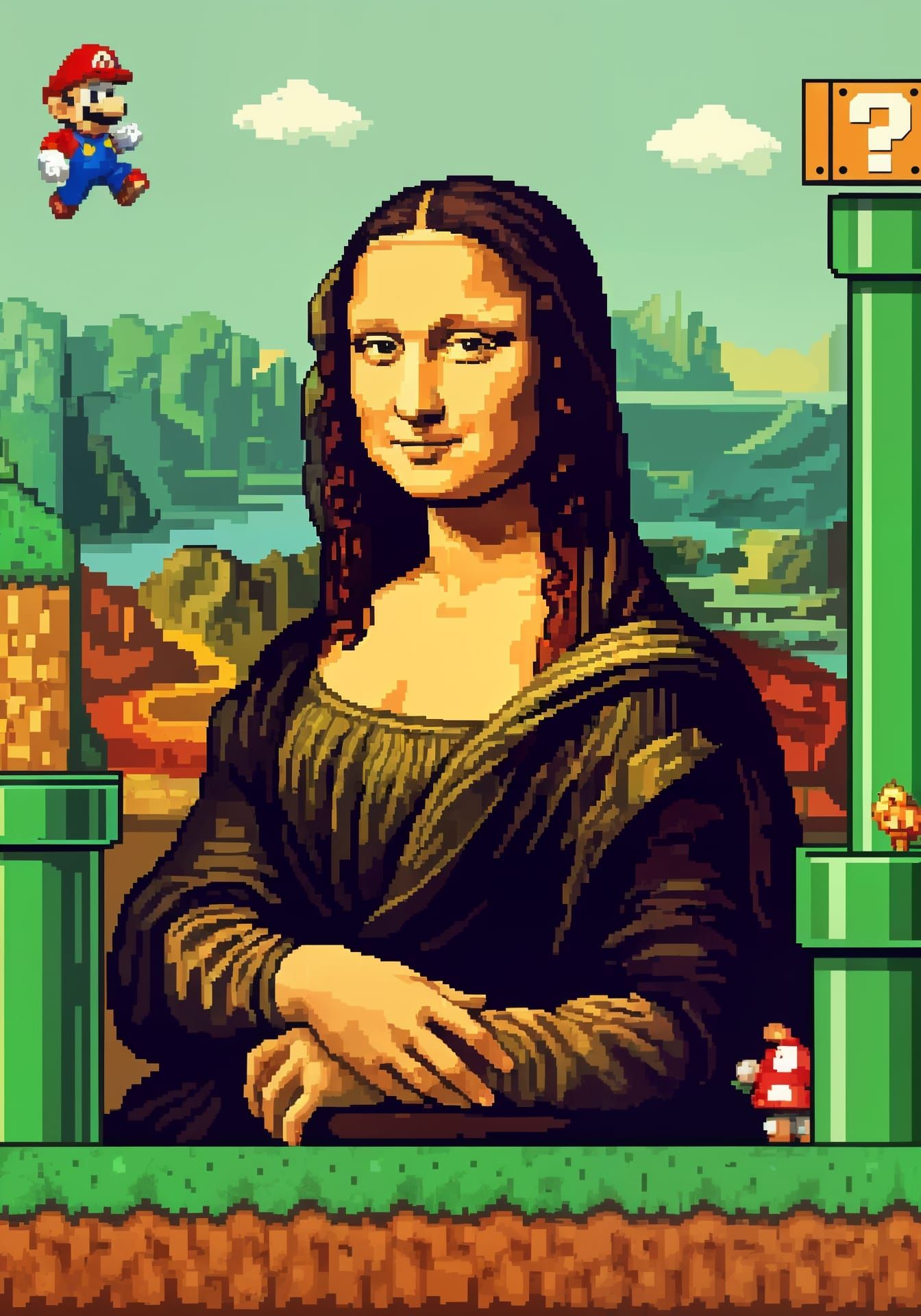 Pixel Art Mona Lisa