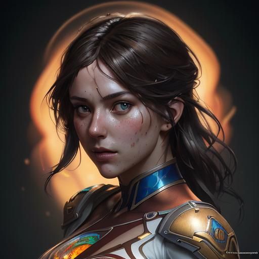 Detailed Portrait with Dynamic Lighting in Art Nouveau Style