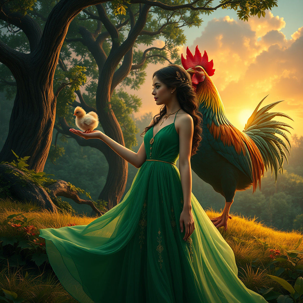 Farewell to Chick in Emerald Forest Painting