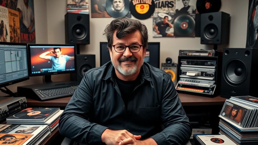 Podcaster's Elvis Moment in Sleek Editing Studio