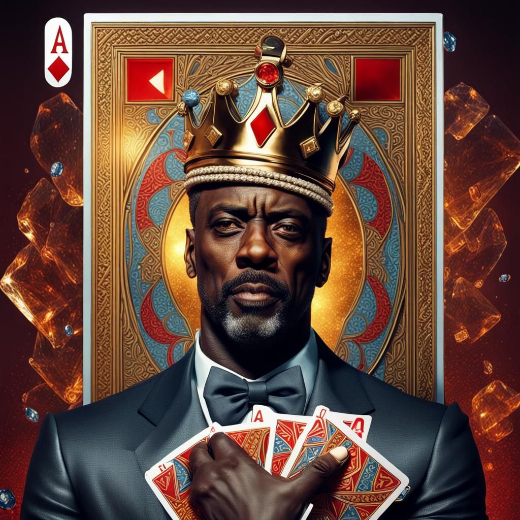 Idris Elba as King of Diamonds: Hyperrealistic Splash Art