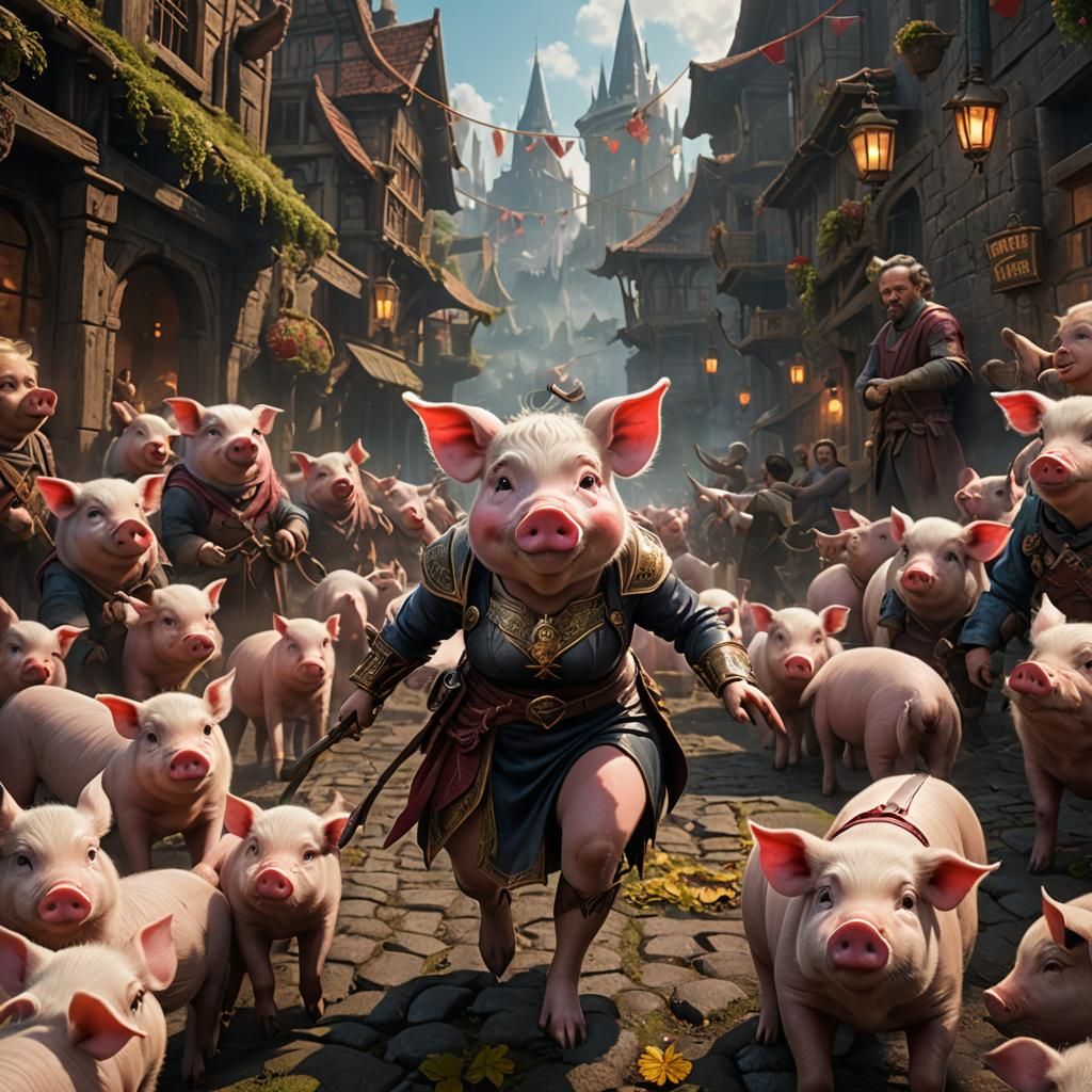 Detailed Pig Woman in a Fantasy Art Style