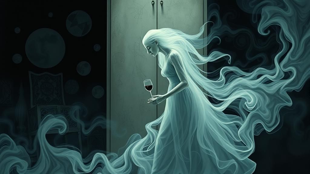 Surreal Sleepwalking Woman in Dreamlike Nightmare Interior