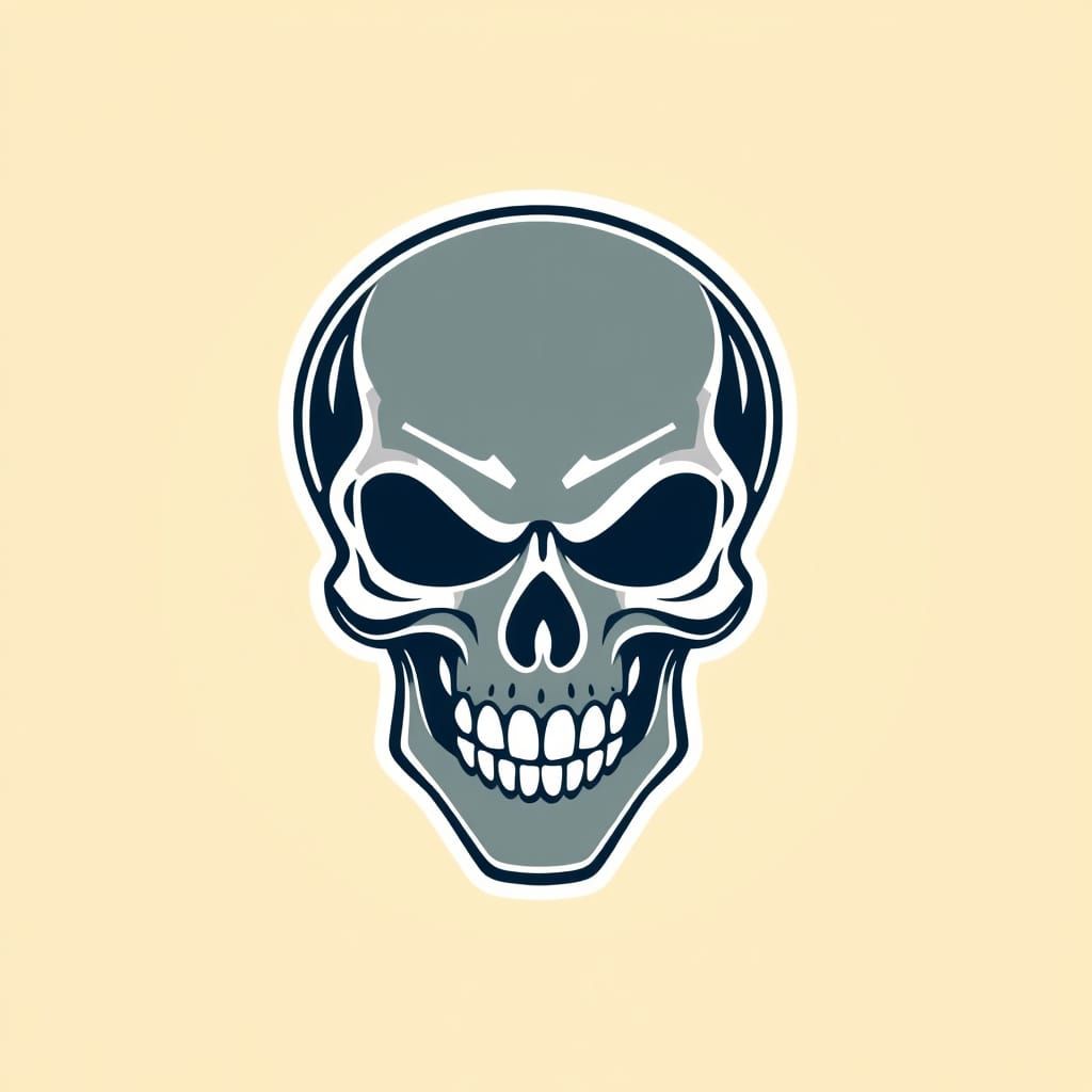 Flat Stylistic Skull Logo Design