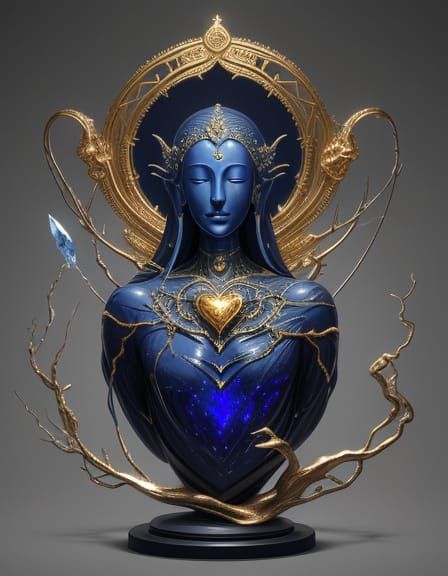 Surreal Lapis Lazuli Dragon Tree Statue