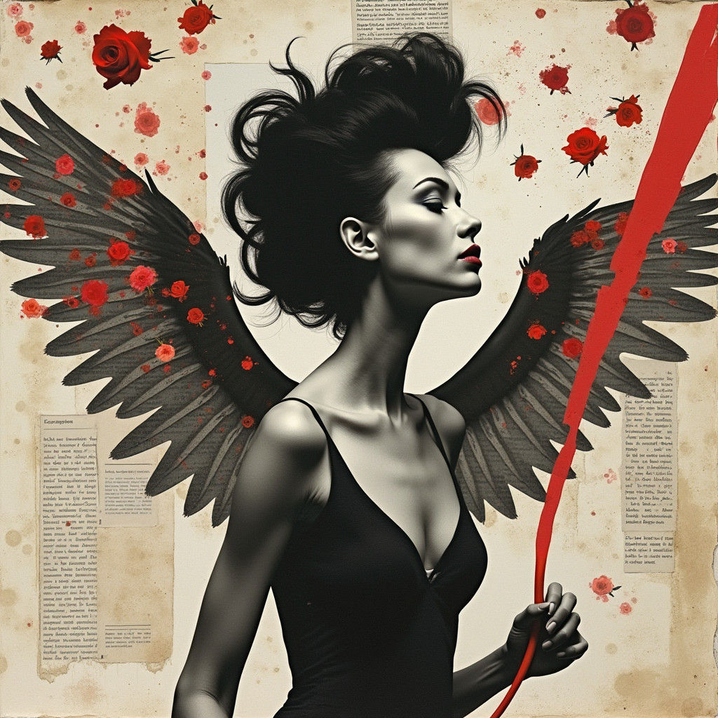 Dramatic Photogram of Winged Figure in Dadaist Style