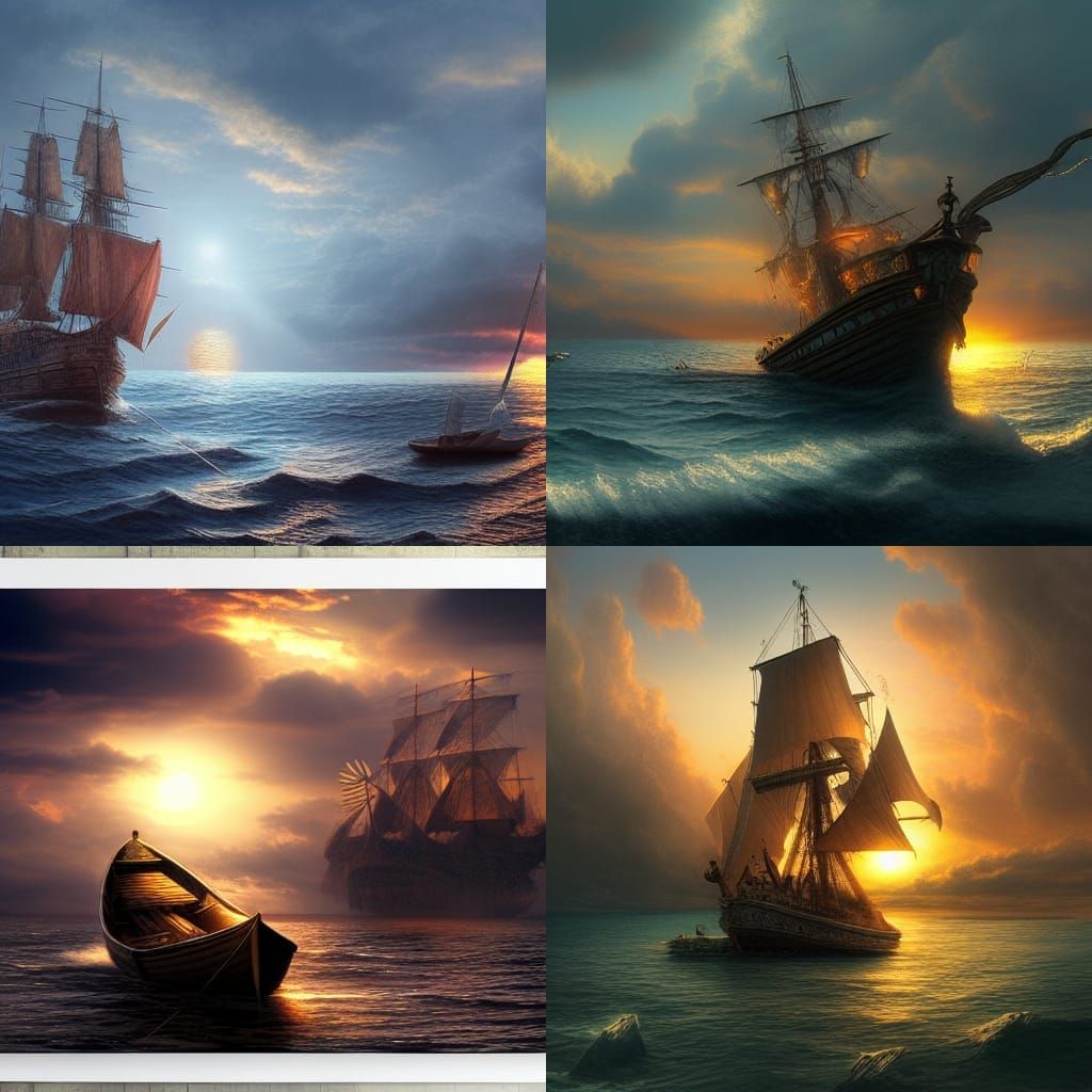 Sunset Boat: Epic Cinematic Digital Matte Painting