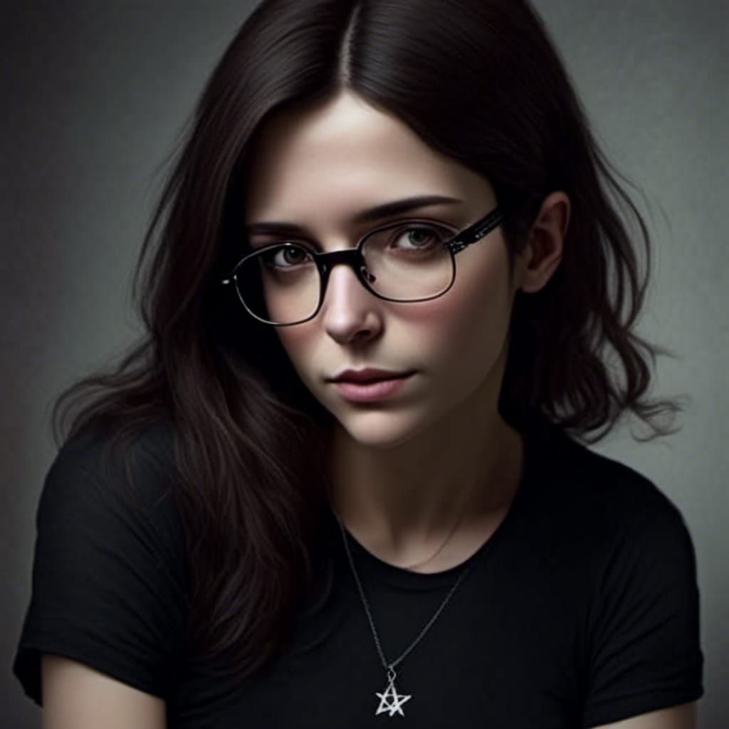 Portrait of Woman with Glasses and Star of David
