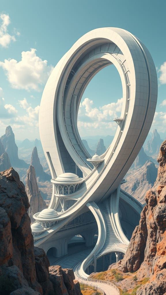 Surreal Futuristic Metropolis with Organic Architecture