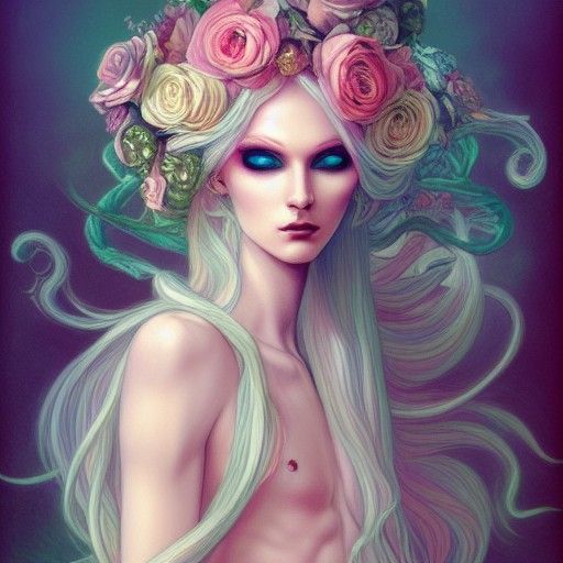 Decadent Androgynous God Portrait in Pastel Colors