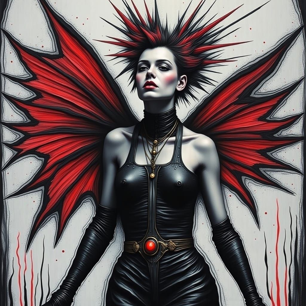 Avant-Garde Model in Dada-Inspired Geometric Fashion