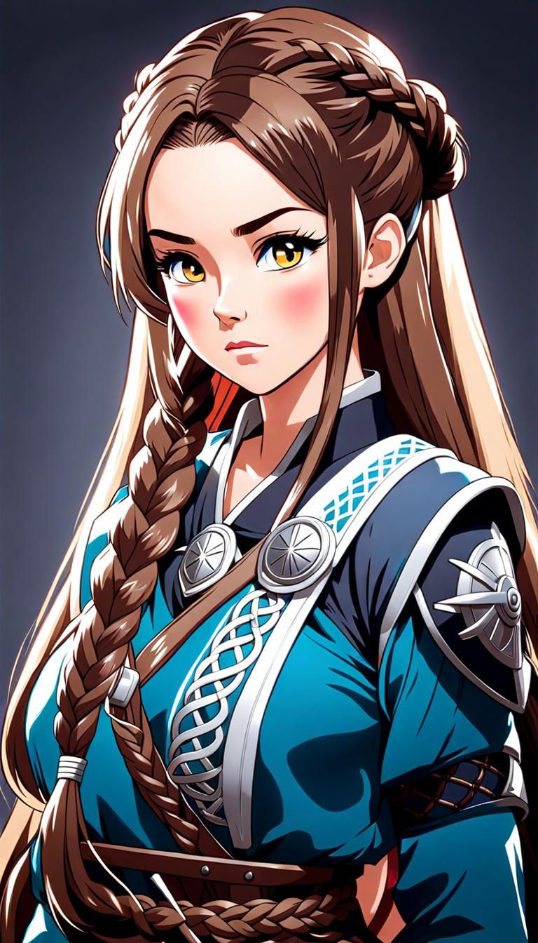 Brunette Viking Anime Girl Akanbe Expression
