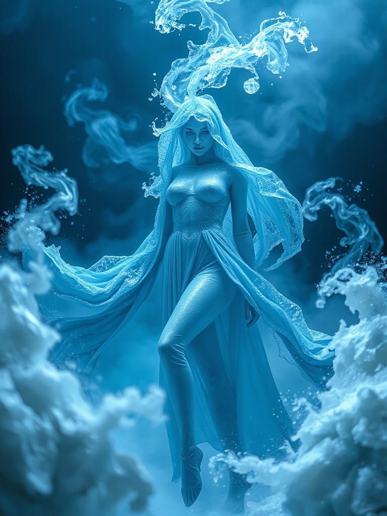 Liquid Oxygen Nymph in Futuristic Ethereal Style
