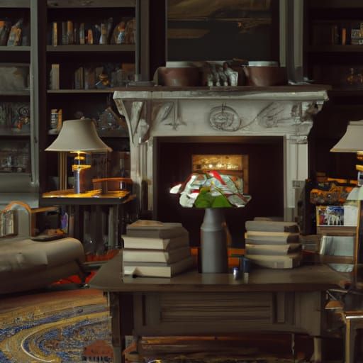 Victorian Room with Fireplace in Hyperrealistic Style