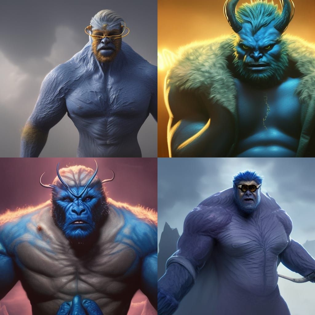 Beast from X-Men in Blue and Gold Costume