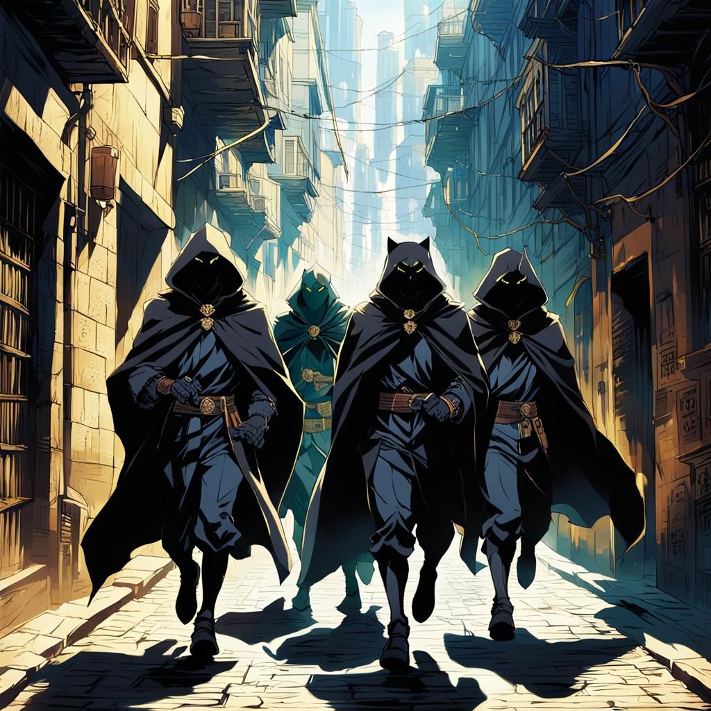 Panther Transformation in Sunlit Anime Cityscape