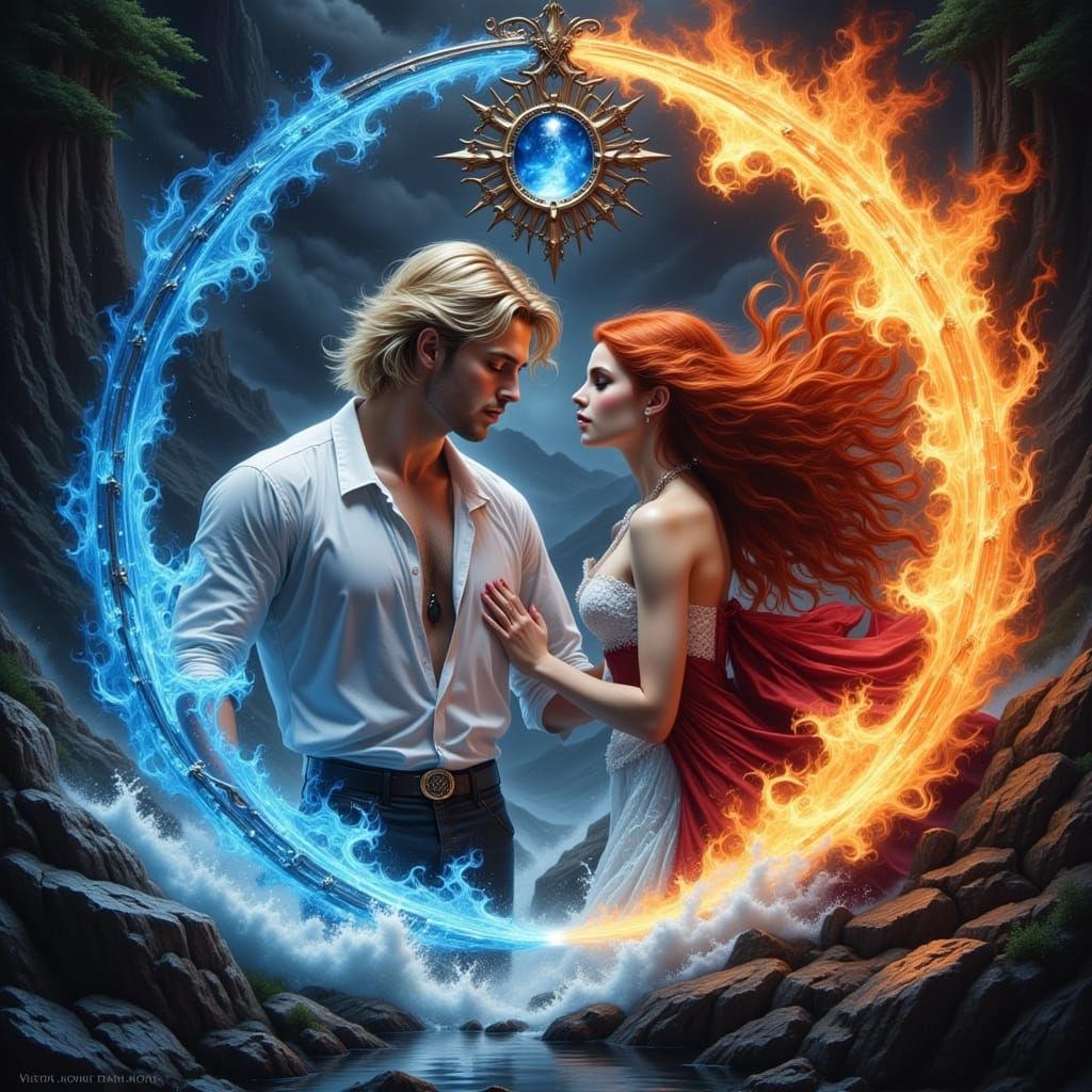 Magical Encounter in Dystopian Cyberpunk Landscape