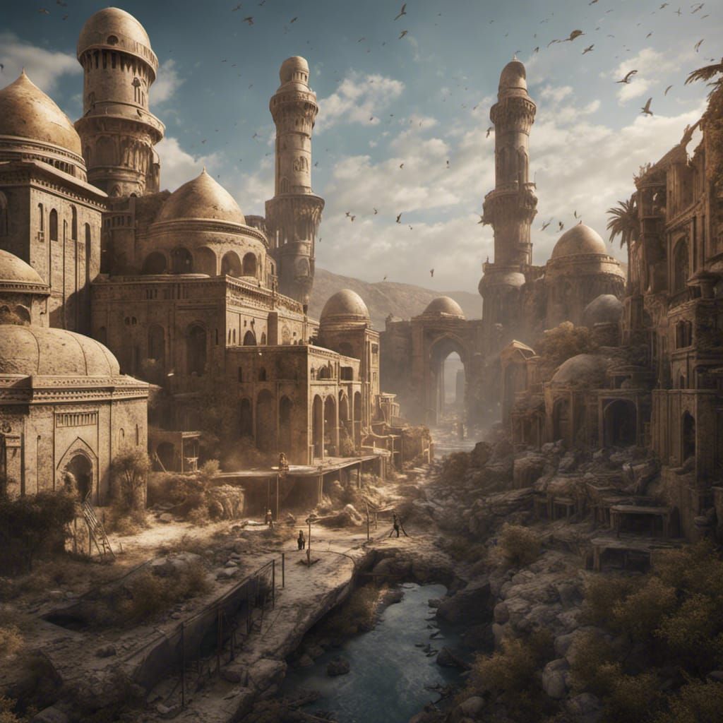 Fantastical Iraq: Detailed Matte Painting in Deep Color