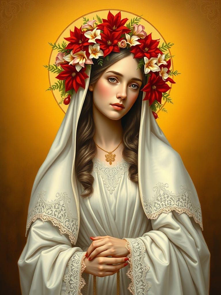 A Regal Saint Lucia in Ethereal Christmas Portrait
