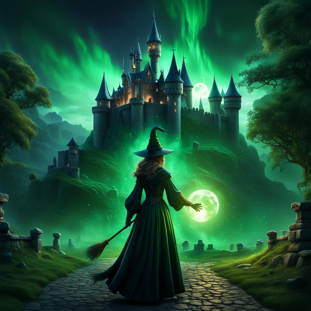 Witch Casting Dark Spell in Fantasy Concept Art