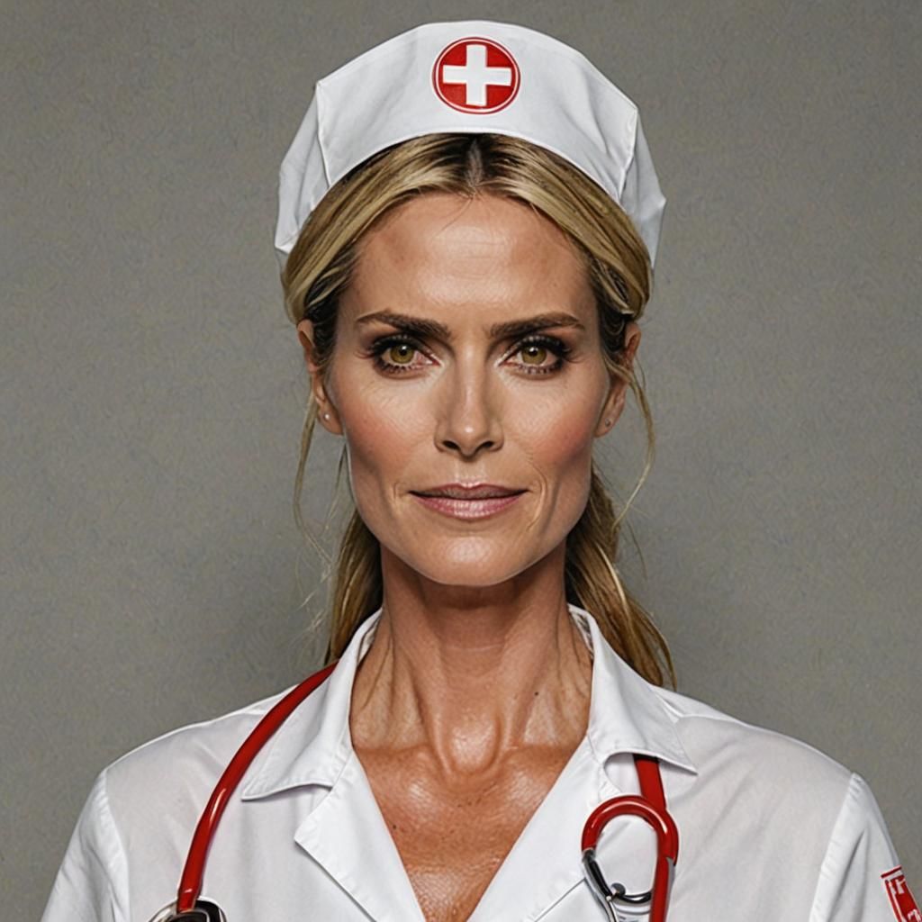 Heidi Klum as a Strict Nurse AI Portrait