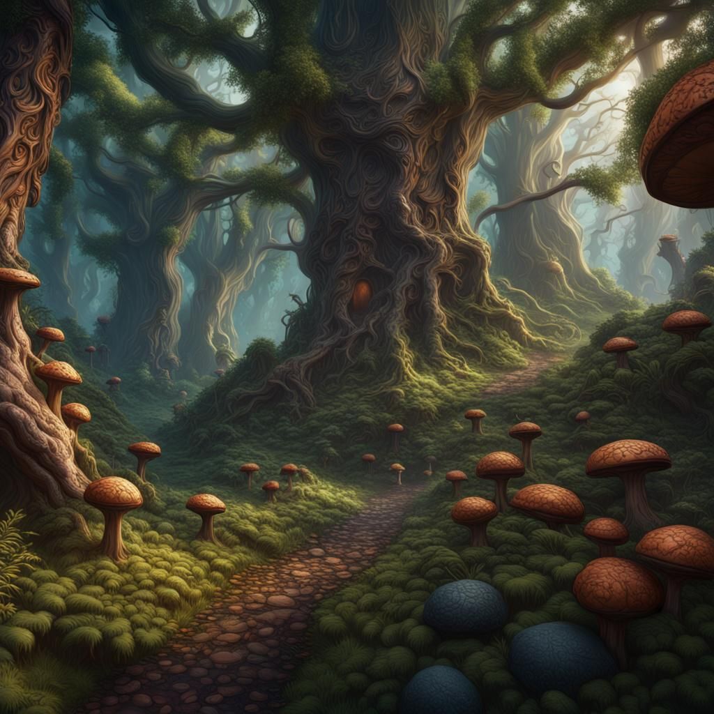 Fantastical Forest Provides Food: Matte Painting