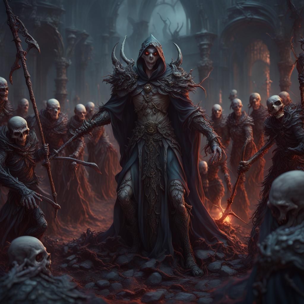 Necromancer Raises Undead Army: Fantasy Concept Art