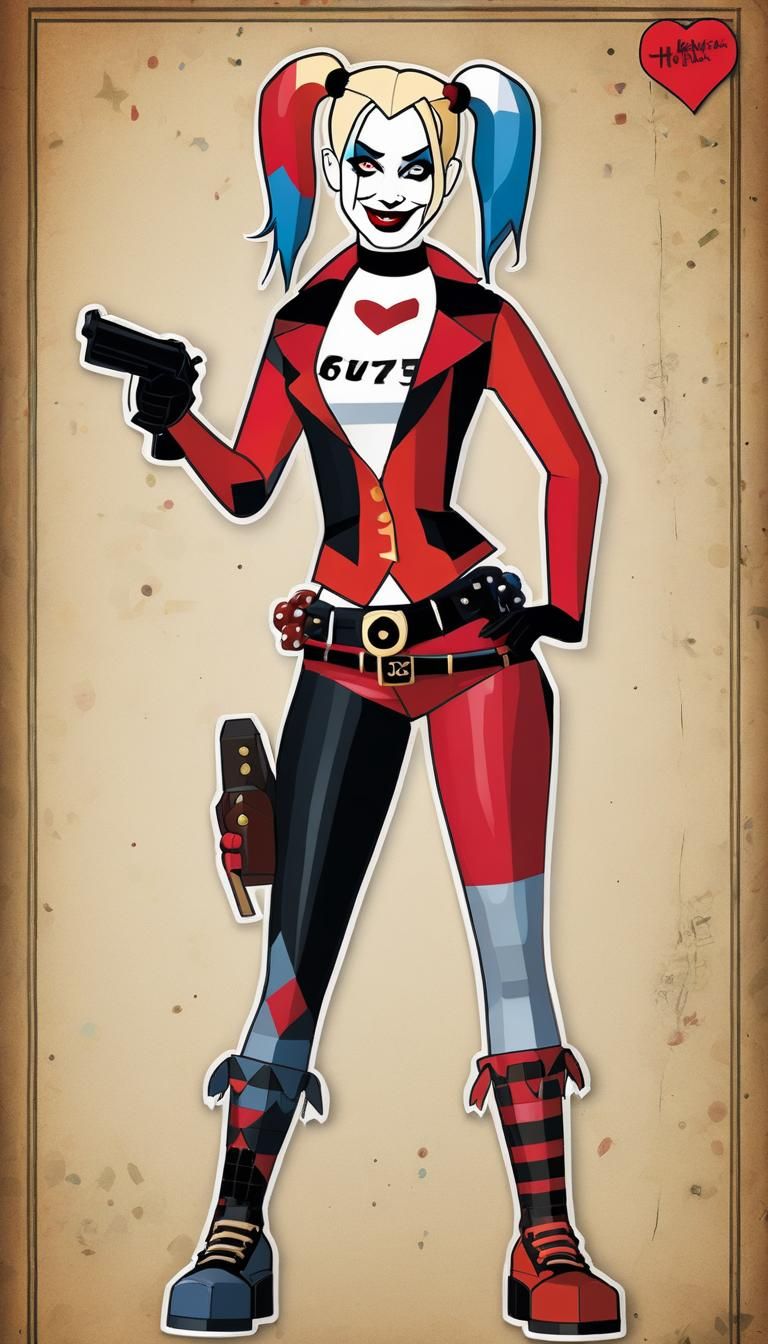 Harley Quinn Papercraft Style Poster