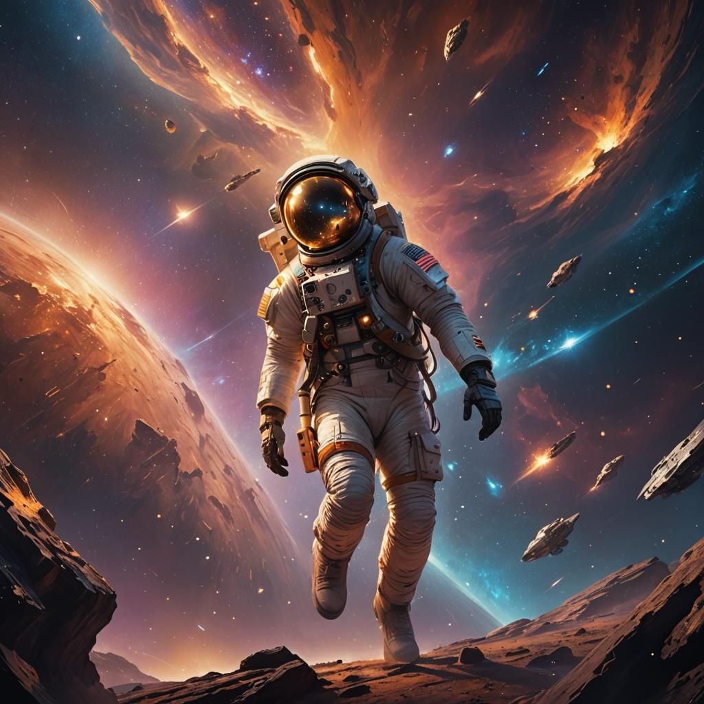 Astronaut in Starry Galaxy: Space Concept Art