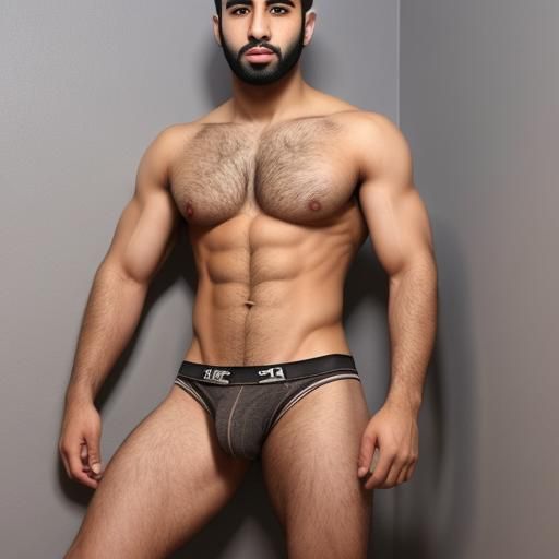 Arab Man Muscular Physique Underwear Portrait