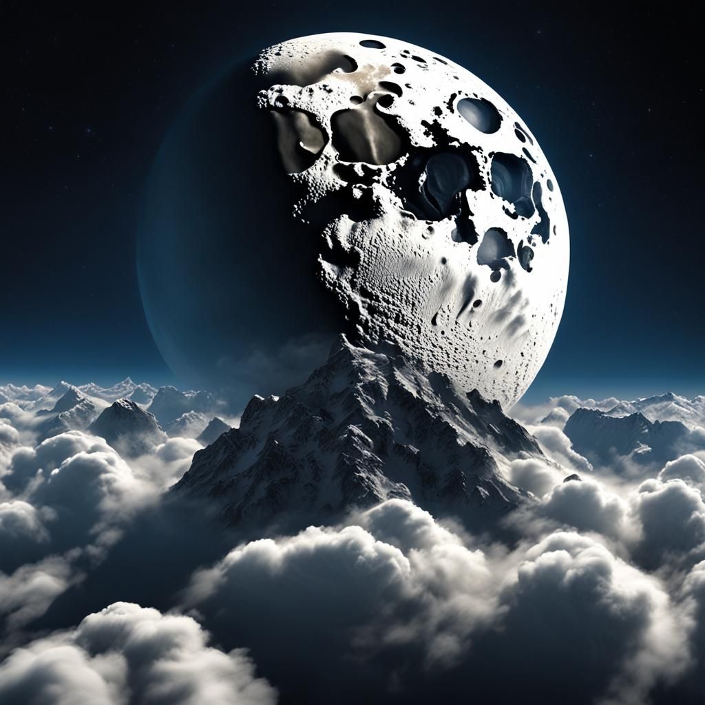 Hyperdetailed 4K Moon Obscured by Clouds