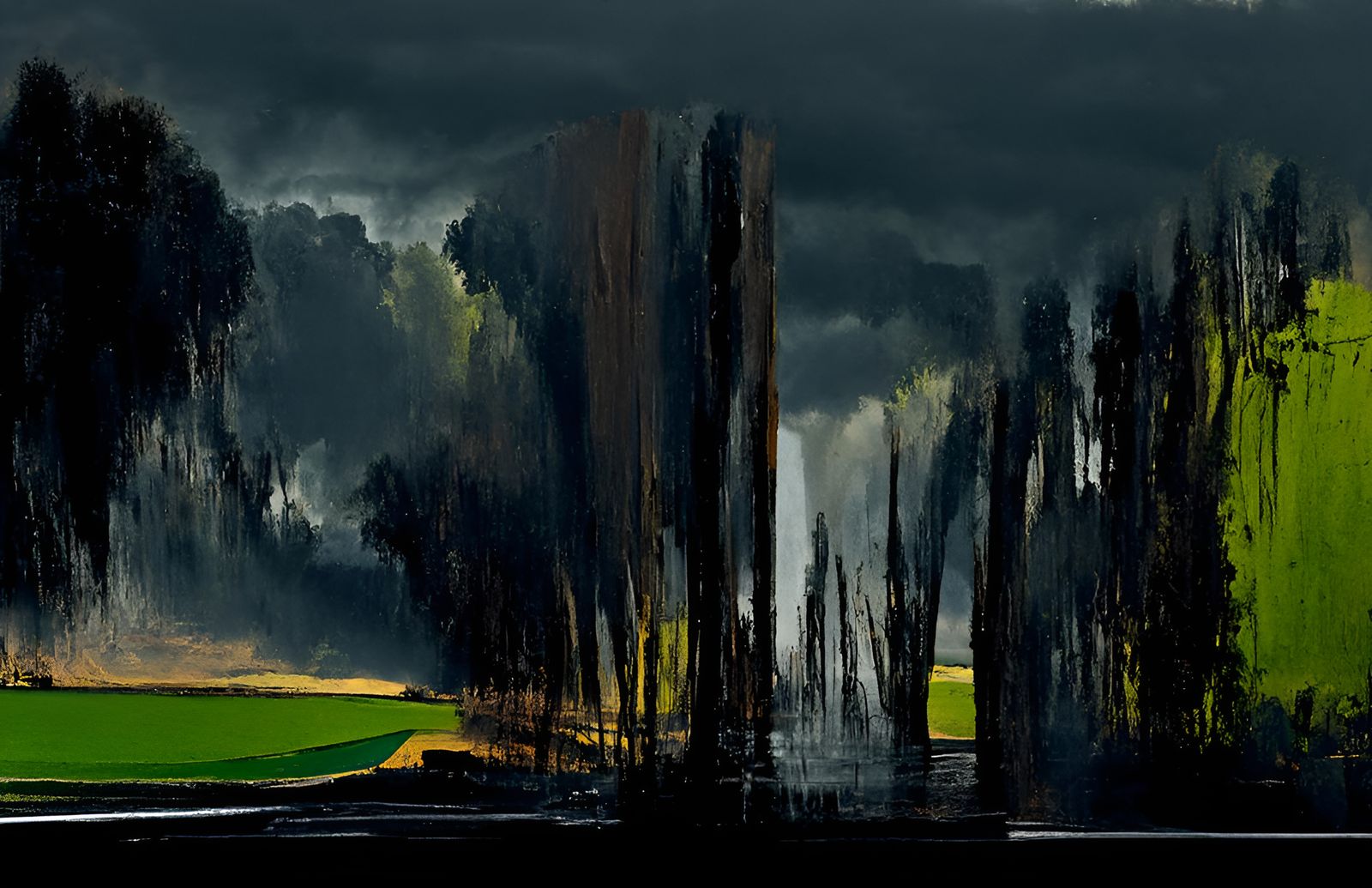 Dramatic Lightning Storm Over Flooded Plains